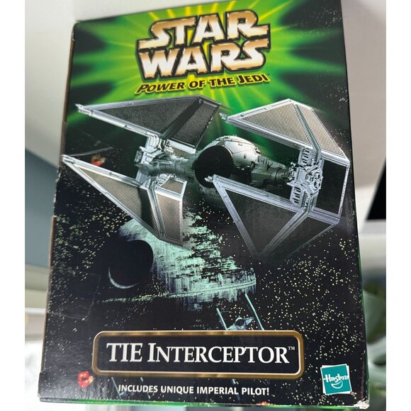 Star Wars Power of the Jedi TIE INTERCEPTOR + Imperial Pilot Hasbro New Sealed - Picture 4 of 5
